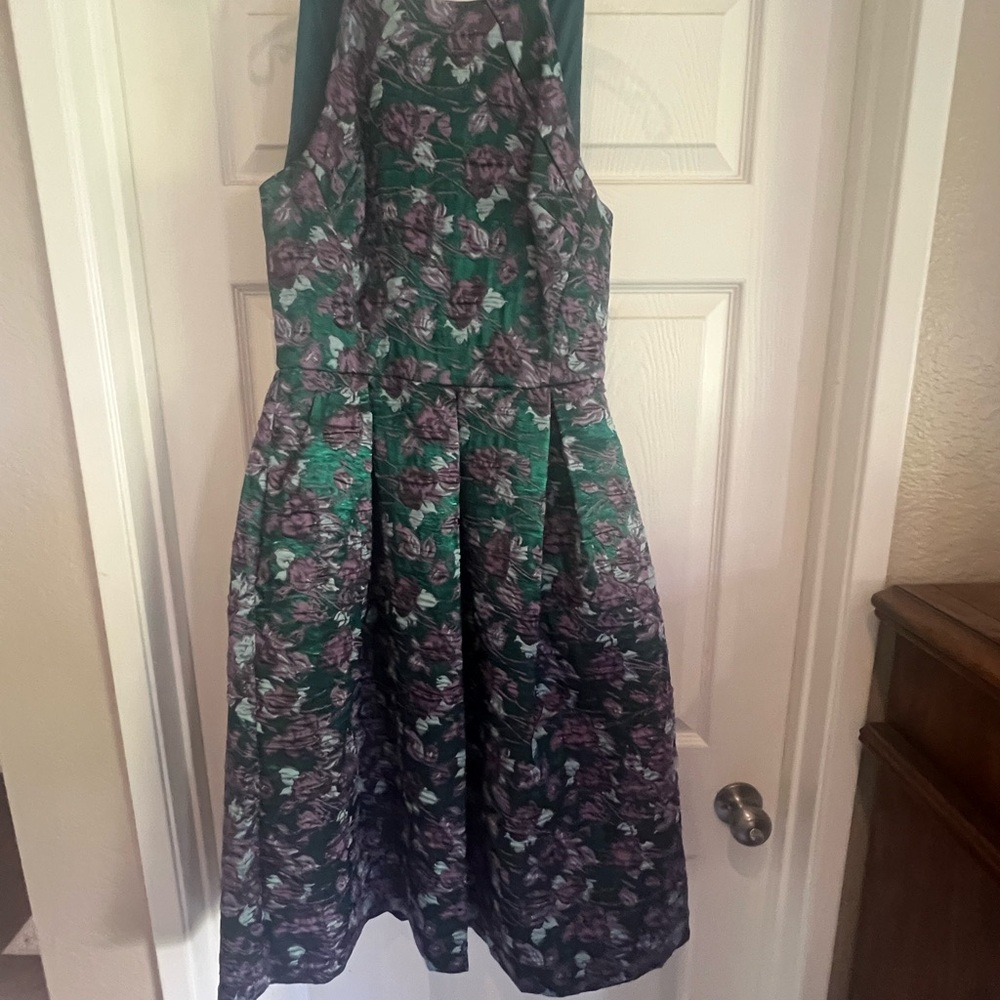 Floral Green and Purple women’s elegant dress